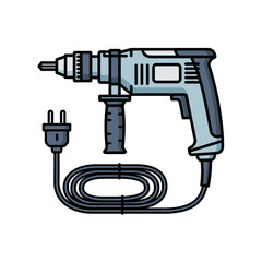 Professional Electric Power Drill for Home Renovation and Construction Projects - A Corded Rotary Tool Illustration for DIY Enthusiasts and Tradespeople