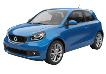 Isolated blue car studio shot, compact automobile, transportation vehicle concept, hatchback