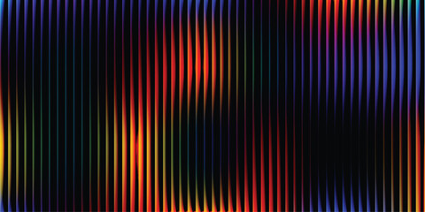 Abstract vertical stripes with vibrant rainbow gradient on a black background vector