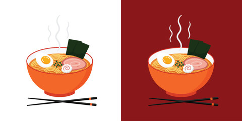 Steaming Ramen Bowl Flat Design