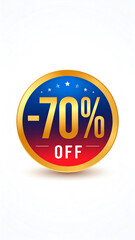 Promotional sale badge showcasing an impressive 70% discount for shoppers seeking great deals.