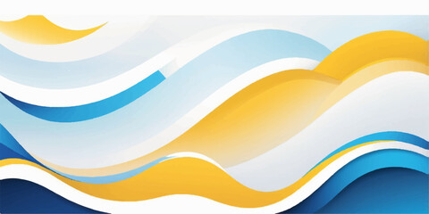Abstract blue and yellow wave pattern vector illustration background for summer banner design