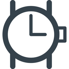 Minimalist Dark Blue Watch Icon With White Face And Black Hands On Transparent Background Graphic Design Element