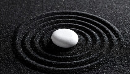 Minimalist Zen Garden with White Stone and Black Sand.