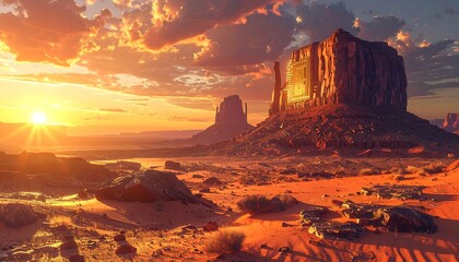 Monument Valley at Sunset A Majestic Desert Landscape.
