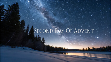Majestic milky way over snowy landscape during second day of advent inspiring a sense of wonder and peace