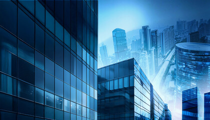 A futuristic smart city concept on the left side