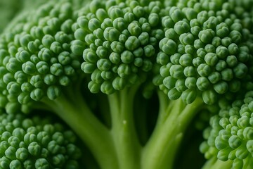 Broccoli Florets Macro Close Up, Vibrant Green Color and Intricate Texture for Healthy Food Concepts