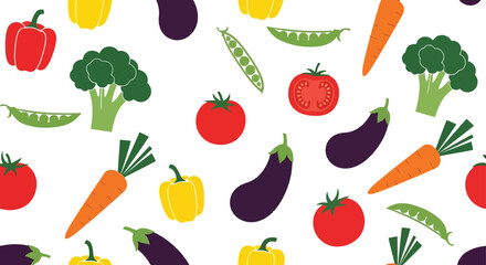 Colorful fresh vegetables pattern seamless organic food healthy eating design vector