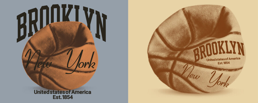 Volleyball brooklyn tee shirt design with sport and basketball theme illustration