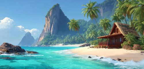 Naklejka premium Idyllic Tropical Island Escape 