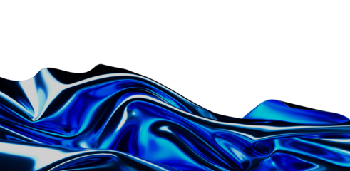 A captivating abstract image of blue, liquid-like waves. This digital art piece showcases flowing forms and reflective surfaces, perfect for bac