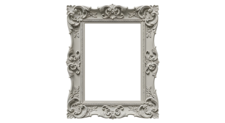Decorative carved picture frame, ornate moulding on white background
