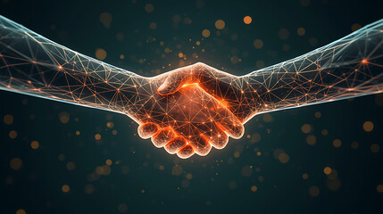 Digital Handshake Symbolizing Technology Partnership Innovation and Collaborative Connectivity in Modern Business World