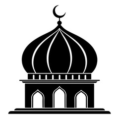 Elegant mosque outline with crescent moon, perfect for Ramadan designs and Islamic events invitations