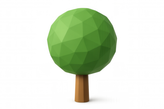 Stylized low poly 3d tree producing environment friendly, sustainable energy for nature conservation icon