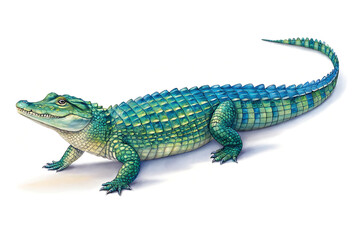 Obraz premium Detailed watercolor illustration of a young alligator on a white background