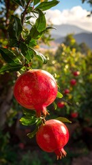 Pomegranates on a tree branch