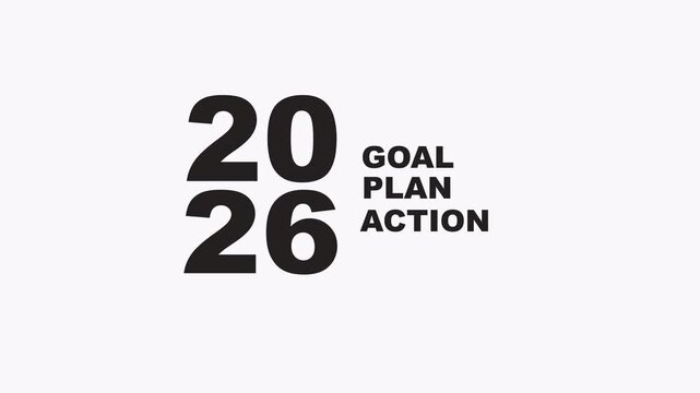 Says 2026 goal plan action in black font. Suitable for business presentations, annual reports, marketing materials, and goal setting.
