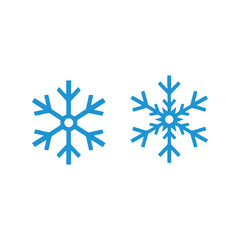 Winter snowflake icons set blue geometric design cold weather seasonal decoration element vector