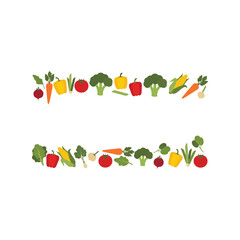 Fresh vibrant vegetable border decorative element for healthy eating and cooking concepts vector