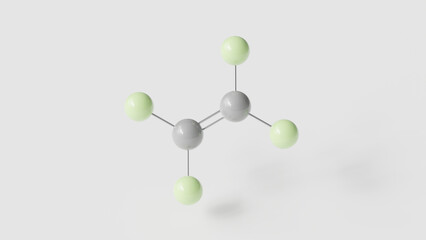 polytetrafluoroethylene molecule 3d, molecular structure, ball and stick model, structural chemical formula fluoropolymer