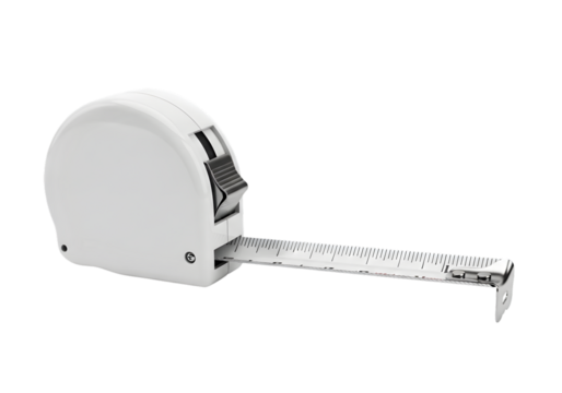 White Tape Measure Extended mockup isolated on transparent background