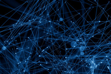 Abstract artificial intelligence background with glowing dots and interlinked lines.