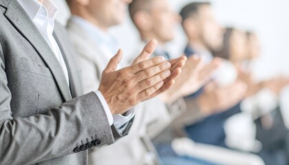 成功を称える拍手と明るい職場の雰囲気４