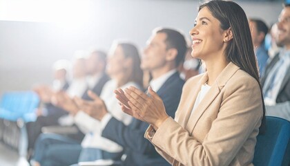 成功を称える拍手と明るい職場の雰囲気３