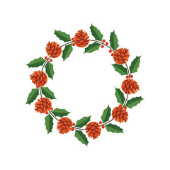 Festive holiday wreath with natural pine cones and greenery for seasonal decorations vector