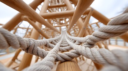 Perspective View of Twisted Ropes on a Climbing Structure