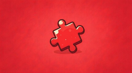 A single red puzzle piece stands out against a vibrant red background, symbolizing individuality and problem-solving