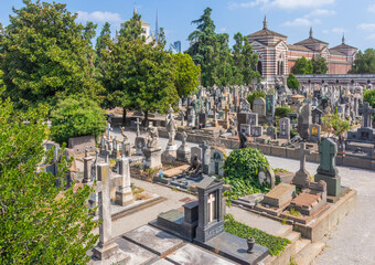 Cimitero monumentale Milan graves blue skies
