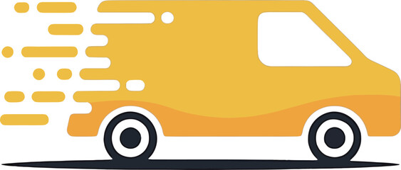 Fast Delivery Yellow Van with Motion Lines