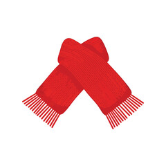 Warm red knitted scarf with fringes winter fashion accessory isolated on white vector