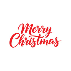 Elegant red merry christmas calligraphy script festive holiday greeting design vector