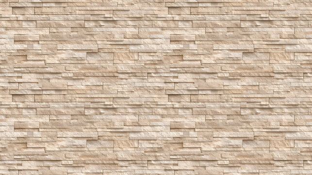 SEAMLESS beige stone brick wall background, tileable texture, full frame stone pattern.