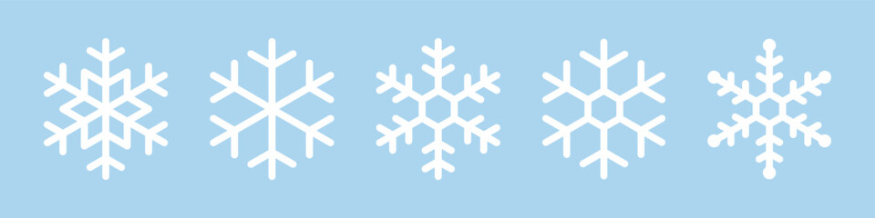 Snowflake icons set. Christmas and winter collection. Vector illustration.