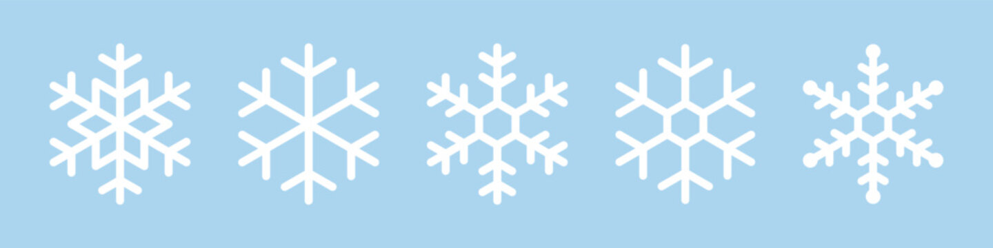 Snowflake icons set. Christmas and winter collection. Vector illustration.
