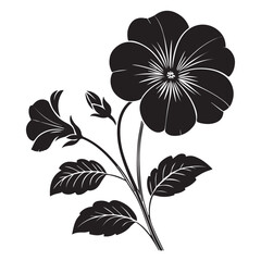 Elegant monochrome flower illustration for wedding invitations or branding projects, floral artistry