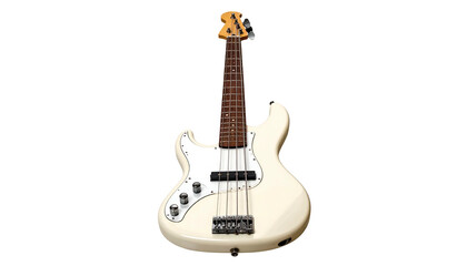 Naklejka premium Cream electric bass guitar with white pickguard, brown fretboard