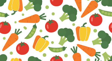 Vibrant healthy vegetables pattern fresh organic food seamless repeat design vector