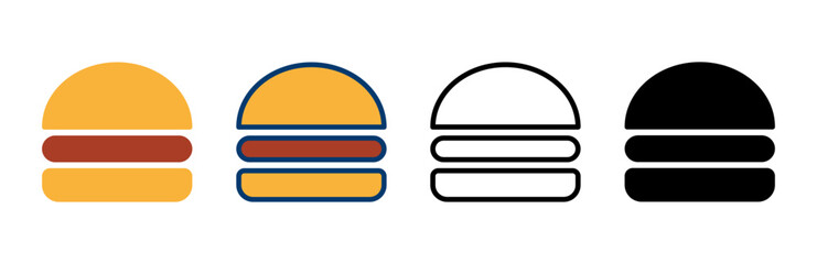 Hamburger icon vector isolated on white background. Burger and hamburger icon. Fast food vector icon