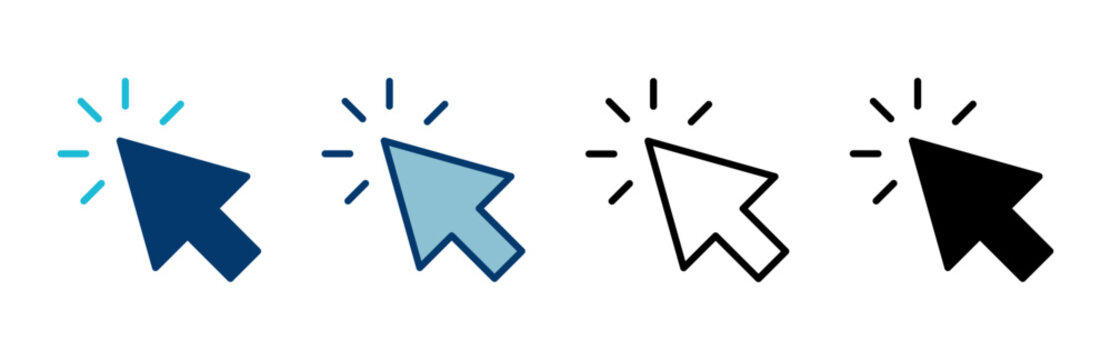 Click icon vector isolated on white background. Cursor icon. Computer mouse click cursor black arrow icons. pointer arrow