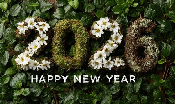 New Year banner design, healthy and green concept