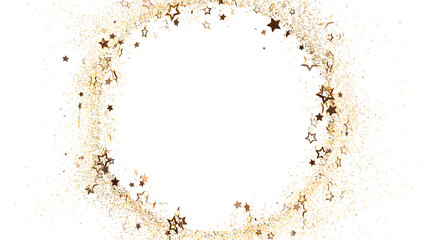 Naklejka na ściany i meble Festive golden stars sparkle in a circular arrangement, perfect for elegant backgrounds, holidays, and celebration designs. Use for invitations,