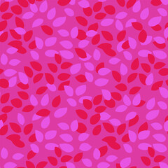 Seamless abstract vector pattern with red and pink leaf shapes on a magenta background. Bright modern design for fabric, wrapping paper, Valentine’s and spring decor