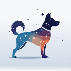 vector illustration of a dog in winter