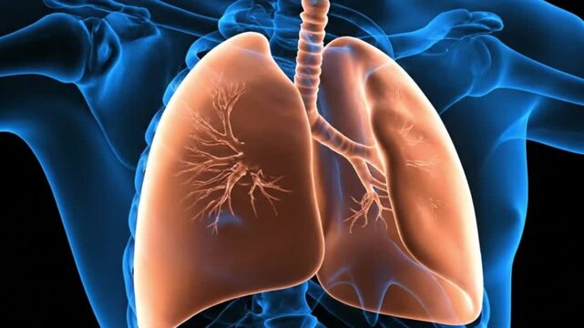 Healthy Lungs 3D Rendered Animation Thorax Rib Cage Respiratory System Pulmonary Health Anatomy Medical Visualization